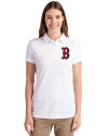 Boston Red Sox Cutter & Buck Advantage Eco Tri-Blend Pique Womens Polo White Front Thumbnail Image
