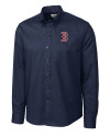 Boston Red Sox Cutter & Buck Epic Easy Care Nailshead Mens Long Sleeve Dress Shirt Navy Blue Mannequin Thumbnail Image