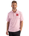 Nebraska Cornhuskers Cutter & Buck Pike Recycled Fern Print Mens Polo Red Front Thumbnail Image