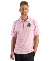 Ohio State Buckeyes- Cutter & Buck Pike Recycled Fern Print Mens Polo Red Front Thumbnail Image