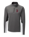 View image 1: Boston Red Sox Cutter & Buck Traverse Colorblock Stretch Quarter Zip Mens Pullover Elemental Grey Mannequin