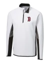 View image 4: Boston Red Sox Cutter & Buck Traverse Colorblock Stretch Quarter Zip Mens Pullover White Mannequin