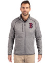 Boston Red Sox Cutter & Buck Mainsail Sweater-Knit Mens Big and Tall Full Zip Jacket Polished Heather Front Thumbnail Image