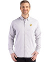Los Angeles Rams  - Cutter & Buck Skyline Recycled Gingham Mens Long Sleeve Button Down Dress Shirt Concrete/White Front Thumbnail Image