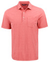 Cutter & Buck Virtue Recycled Heathered Featherlight Pique Mens Pocket Polo Red Heather Mannequin Thumbnail Image