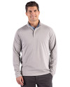 Cutter & Buck Virtue Recycled Heathered Featherlight Pique Mens Quarter-Zip Pullover Polished Heather Front Thumbnail Image