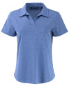 Cutter & Buck Virtue Recycled Heathered Featherlight Pique Womens Polo Tour Blue Heather Mannequin Thumbnail Image