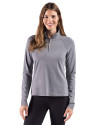 Cutter & Buck Virtue Recycled Heathered Featherlight Pique Womens Quarter Zip Pullover Black Heather Front Thumbnail Image