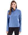 Cutter & Buck Virtue Recycled Heathered Featherlight Pique Womens Quarter Zip Pullover Tour Blue Heather Front Thumbnail Image