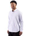 View image 10: Cutter & Buck Skyline Windowpane Recycled Long Sleeve Button Down Mens Dress Shirt French Blue Side