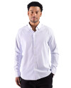 Cutter & Buck Skyline Windowpane Recycled Long Sleeve Button Down Mens Dress Shirt Navy Blue Front Thumbnail Image