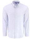 Cutter & Buck Skyline Windowpane Recycled Long Sleeve Button Down Mens Dress Shirt Navy Blue Mannequin Thumbnail Image