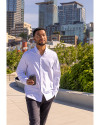 Cutter & Buck Skyline Windowpane Recycled Long Sleeve Button Down Mens Big & Tall Dress Shirt Elemental Grey Lifestyle 1 Thumbnail Image