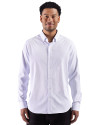 Cutter & Buck Skyline Windowpane Recycled Long Sleeve Button Down Mens Big & Tall Dress Shirt French Blue Front Thumbnail Image
