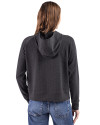 Cutter & Buck Drift Epic Versatility Recycled Textured Knit Womens Half Zip Hooded Pullover Black Back Thumbnail Image