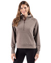 Cutter & Buck Drift Epic Versatility Recycled Textured Knit Womens Half Zip Hooded Pullover Mushroom Front Thumbnail Image