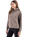 Cutter & Buck Drift Epic Versatility Recycled Textured Knit Womens Half Zip Hooded Pullover Mushroom Side Thumbnail Image