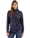 Cutter & Buck Drift Epic Versatility Recycled Textured Knit Womens Half Zip Hooded Pullover Navy Blue Front Thumbnail Image