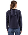 Cutter & Buck Drift Epic Versatility Recycled Textured Knit Womens Half Zip Hooded Pullover Navy Blue Back Thumbnail Image