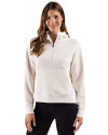 Cutter & Buck Drift Epic Versatility Recycled Textured Knit Womens Half Zip Hooded Pullover Shell Front Thumbnail Image