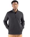 Cutter & Buck Drift Epic Versatility Recycled Textured Knit Mens Quarter Zip Black Front Thumbnail Image