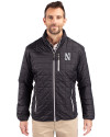 Northwestern Wildcats- Cutter & Buck Rainier Recycled Insulated Puffer Mens Big & Tall Full Zip Jacket Black Front Thumbnail Image