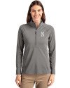 Northwestern Wildcats- Cutter & Buck Adapt Recycled Soft Knit Stretch Womens Half Zip Pullover Elemental Grey Front Thumbnail Image