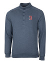 Boston Red Sox Cutter & Buck Saturday Cotton Blend Mens Mock Pullover Sweatshirt Navy Blue Heather Mannequin Thumbnail Image