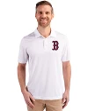 Boston Red Sox Cutter & Buck Prospect Eco Textured Stretch Recycled Mens Big & Tall Polo White Front Thumbnail Image