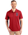 Boston Red Sox Cutter & Buck Prospect Eco Textured Stretch Recycled Mens Short Sleeve Polo Cardinal Red Front Thumbnail Image