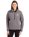 Northwestern Wildcats- Cutter & Buck Cascade Epic Comfort Recycled Sherpa Fleece Womens Pullover Jacket Elemental Grey/Black Front Thumbnail Image