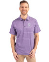 Northwestern Wildcats- Cutter & Buck Forge Recycled Heather Stripe Four-Way Stretch Mens Polo College Purple Heather Front Thumbnail Image