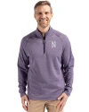 Northwestern Wildcats- Cutter & Buck Peshastin Recycled Grid Fleece Mens Half Zip Pullover College Purple Heather Front Thumbnail Image