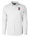 View image 1: Boston Red Sox Cutter & Buck Versatech Tattersall Stretch Mens Big and Tall Dress Shirt Charcoal Mannequin