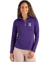 Northwestern Wildcats- Cutter & Buck Coastline Recycled Double Peached Womens Quarter Zip Pullover College Purple Front Thumbnail Image