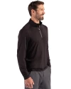 Northwestern Wildcats- Cutter & Buck Coastline Recycled Double Peached Mens Quarter Zip Pullover Black Side Thumbnail Image