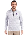 Northwestern Wildcats- Cutter & Buck Traverse Recycled Smooth Stretch Mens Big & Tall Camo Quarter Zip Pullover Charcoal Front Thumbnail Image