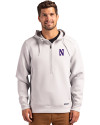 Northwestern Wildcats- Cutter & Buck Roam Recycled Buttery-Soft Knit Mens Half Zip Hooded Pullover Solitare Front Thumbnail Image