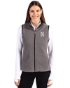 Northwestern Wildcats- Cutter & Buck Cascade Epic Comfort Recycled Sherpa Fleece Womens Full Zip Vest Elemental Grey/Black Front Thumbnail Image