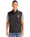 Northwestern Wildcats- Cutter & Buck Charter Recycled Packable Mens Full Zip Vest Black Front Thumbnail Image