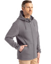 Northwestern Wildcats- Cutter & Buck Roam Recycled Buttery-Soft Knit Mens Full Zip Hooded Jacket Elemental Grey Side Thumbnail Image
