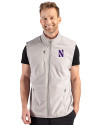 Northwestern Wildcats- Cutter & Buck Hunts Point Recycled Fleece Mens Hybrid Full Zip Vest Polished Medium Gray Front Thumbnail Image