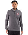 New York Giants Cutter & Buck Adapt Recycled Soft Knit Stripe Mens Quarter Zip Pullover Black Heather Front Thumbnail Image