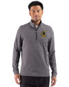 Pittsburgh Steelers Historic Cutter & Buck Adapt Recycled Soft Knit Stripe Mens Quarter Zip Pullover Black Heather Front Thumbnail Image