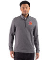 View image 1: Tampa Bay Buccaneers Historic Cutter & Buck Adapt Recycled Soft Knit Stripe Mens Quarter Zip Pullover  Black Heather Front