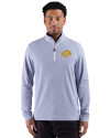 Los Angeles Rams- Cutter & Buck Adapt Recycled Soft Knit Stripe Mens Quarter Zip Pullover  Tour Blue Heather/White Front Thumbnail Image