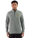 Green Bay Packers Historic Cutter & Buck Adapt Recycled Soft Knit Stripe Mens Quarter Zip Pullover Hunter Heather Front Thumbnail Image