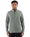 Green Bay Packers Cutter & Buck Adapt Recycled Soft Knit Stripe Mens Quarter Zip Pullover Hunter Heather Front Thumbnail Image