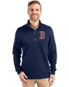 Boston Red Sox Cutter & Buck Traverse Stretch Eco Quarter Zip Mens Pullover Liberty Navy Front Thumbnail Image