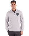 Chicago Bears Monochromatic Cutter & Buck Adapt Recycled Soft Knit Stripe Mens Quarter Zip Pullover  Polished Heather/White Front Thumbnail Image